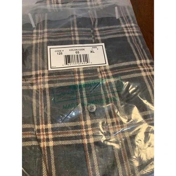 Haband Men's Size XL Blue Flannel Shirt Long Sleeve Plaid Style 125 New NOS - Picture 4 of 4